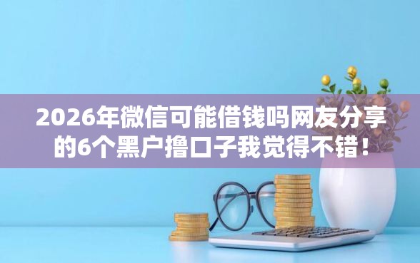 2026年微信可能借钱吗网友分享的6个黑户撸口子我觉得不错！