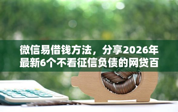 微信易借钱方法，分享2026年最新6个不看征信负债的网贷百分百下款平台