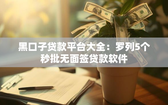黑口子贷款平台大全：罗列5个秒批无面签贷款软件