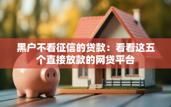 黑户不看征信的贷款：看看这五个直接放款的网贷平台