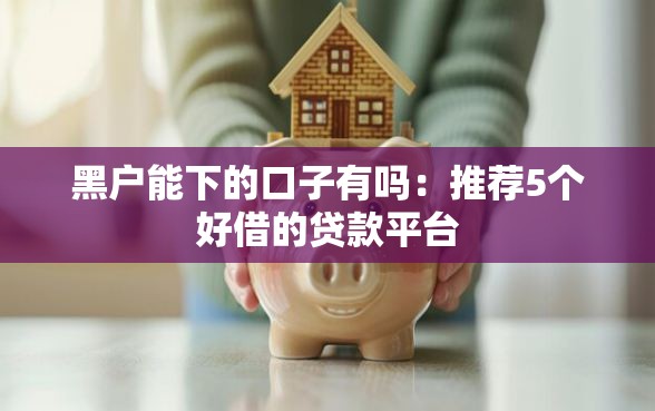 黑户能下的口子有吗：推荐5个好借的贷款平台