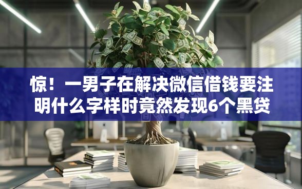 惊！一男子在解决微信借钱要注明什么字样时竟然发现6个黑贷款平台，事后分享了出来