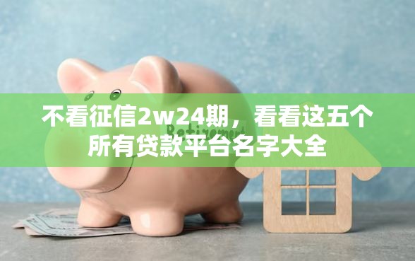 不看征信2w24期，看看这五个所有贷款平台名字大全