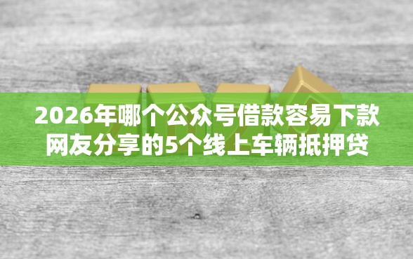 2026年哪个公众号借款容易下款网友分享的5个线上车辆抵押贷款平台我觉得不错！