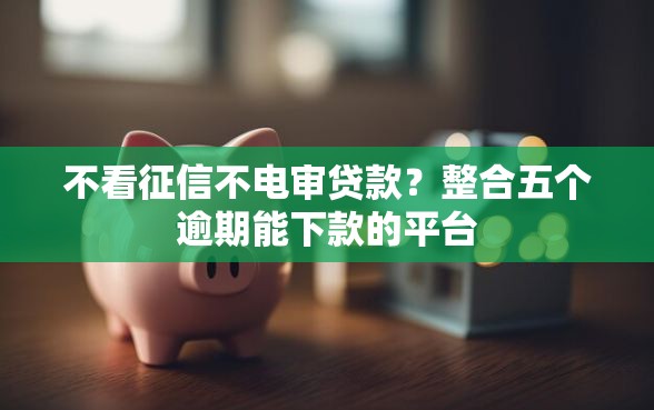 不看征信不电审贷款？整合五个逾期能下款的平台
