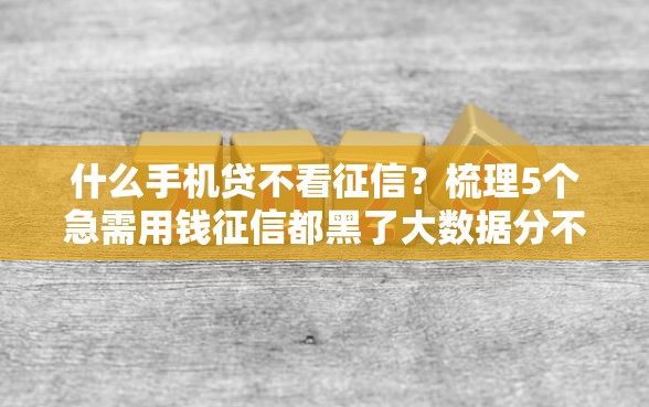什么手机贷不看征信？梳理5个急需用钱征信都黑了大数据分不足有没有平台能借