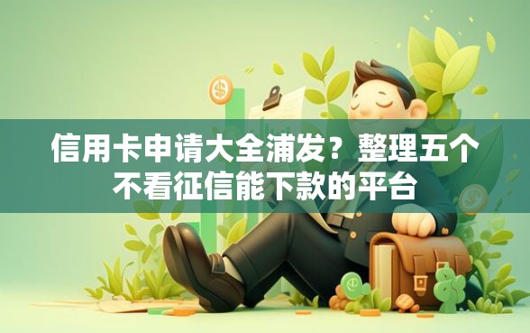 信用卡申请大全浦发？整理五个不看征信能下款的平台