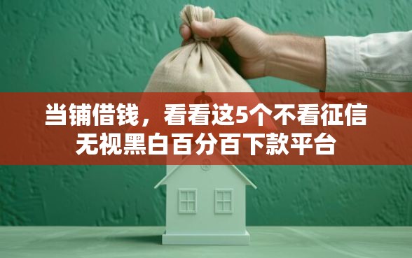 当铺借钱，看看这5个不看征信无视黑白百分百下款平台