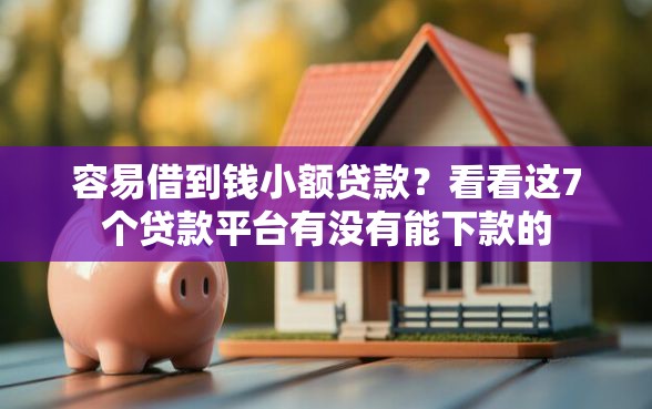 容易借到钱小额贷款？看看这7个贷款平台有没有能下款的