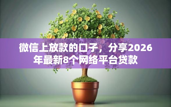 微信上放款的口子，分享2026年最新8个网络平台贷款
