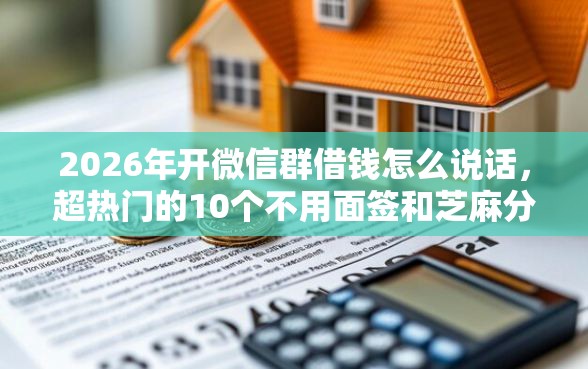 2026年开微信群借钱怎么说话，超热门的10个不用面签和芝麻分的贷款口子推荐