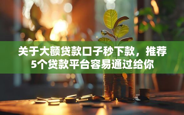 关于大额贷款口子秒下款，推荐5个贷款平台容易通过给你