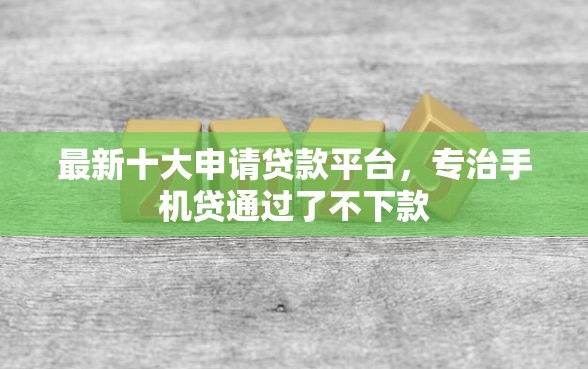 最新十大申请贷款平台，专治手机贷通过了不下款