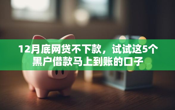 12月底网贷不下款，试试这5个黑户借款马上到账的口子