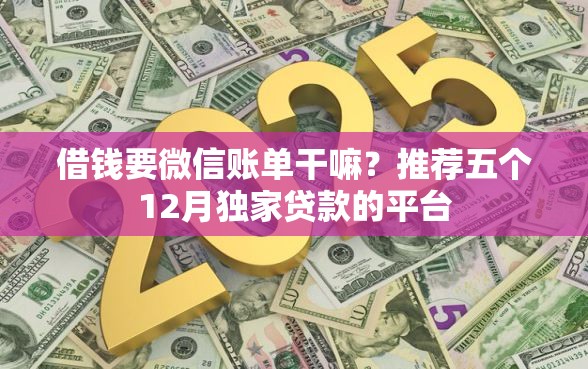 借钱要微信账单干嘛?推荐五个12月独家贷款的平台 借钱要微信账单干嘛?推荐五个12月独家贷款的平台