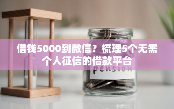 借钱5000到微信？梳理5个无需个人征信的借款平台