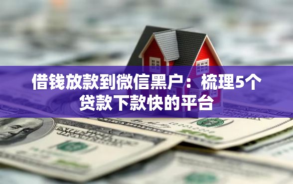 借钱放款到微信黑户：梳理5个贷款下款快的平台