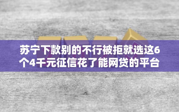 苏宁下款别的不行被拒就选这6个4千元征信花了能网贷的平台