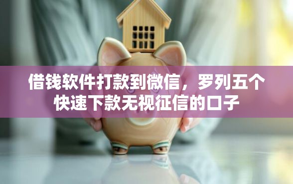借钱软件打款到微信，罗列五个快速下款无视征信的口子