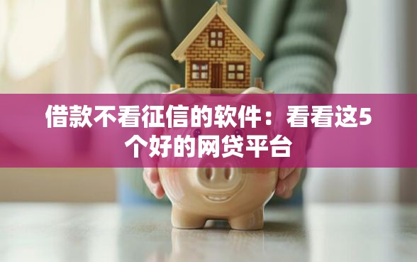 借款不看征信的软件：看看这5个好的网贷平台