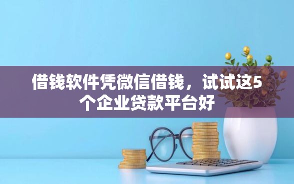 借钱软件凭微信借钱，试试这5个企业贷款平台好