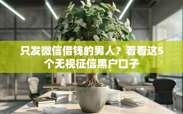 只发微信借钱的男人？看看这5个无视征信黑户口子