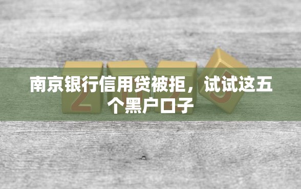 南京银行信用贷被拒，试试这五个黑户口子