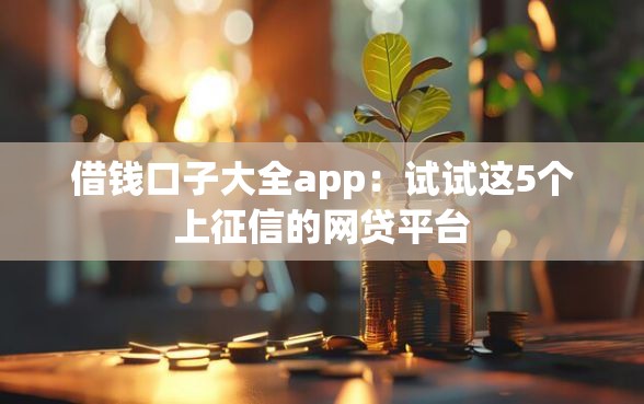 借钱口子大全app：试试这5个上征信的网贷平台
