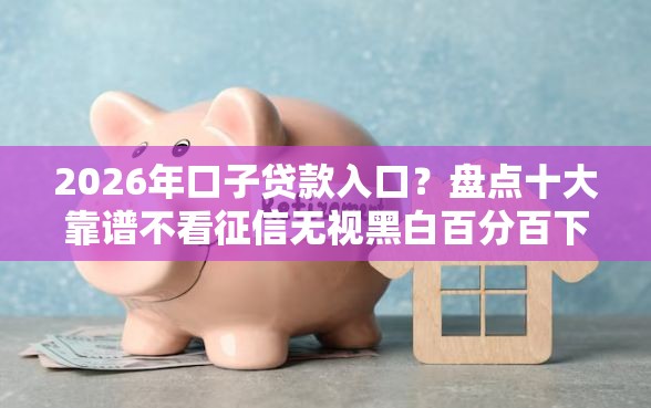 2026年口子贷款入口？盘点十大靠谱不看征信无视黑白百分百下款口子
