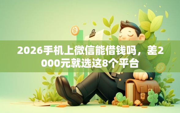 2026手机上微信能借钱吗，差2000元就选这8个平台
