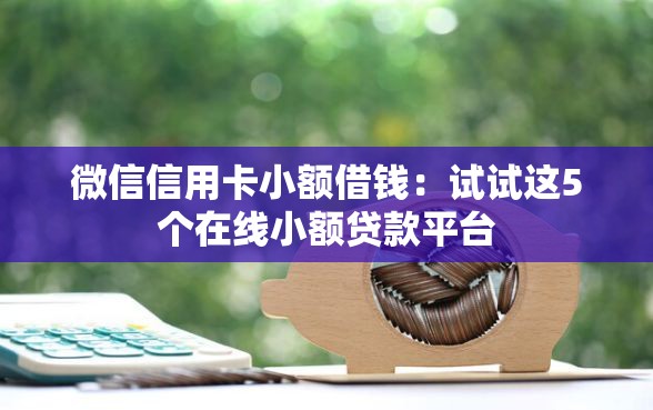 微信信用卡小额借钱：试试这5个在线小额贷款平台