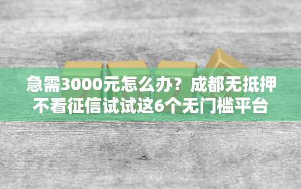 急需3000元怎么办?成都无抵押不看征信试试这6个无门槛平台 急需3000元怎么办?成都无抵押不看征信试试这6个无门槛平台