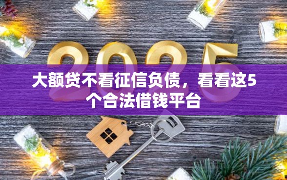 大额贷不看征信负债，看看这5个合法借钱平台