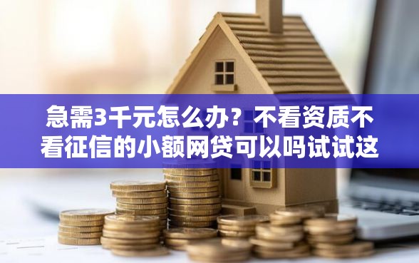 急需3千元怎么办？不看资质不看征信的小额网贷可以吗试试这8个无门槛平台
