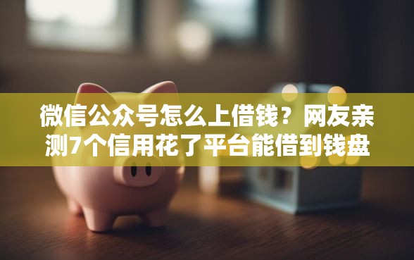 微信公众号怎么上借钱？网友亲测7个信用花了平台能借到钱盘点