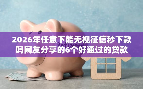 2026年任意下能无视征信秒下款吗网友分享的6个好通过的贷款平台我觉得不错！