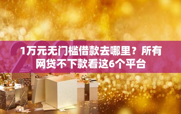 1万元无门槛借款去哪里？所有网贷不下款看这6个平台