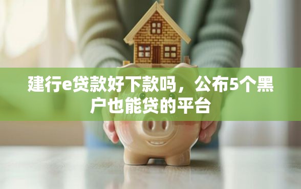 建行e贷款好下款吗，公布5个黑户也能贷的平台