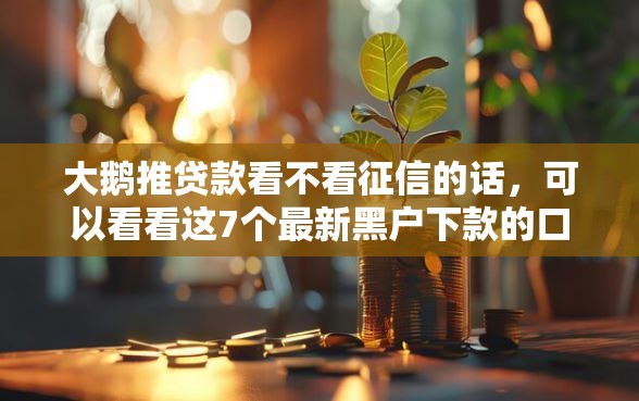 大鹅推贷款看不看征信的话，可以看看这7个最新黑户下款的口子
