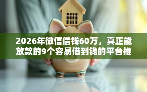 2026年微信借钱60万，真正能放款的9个容易借到钱的平台推荐