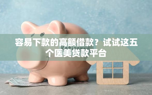 容易下款的高额借款？试试这五个医美贷款平台