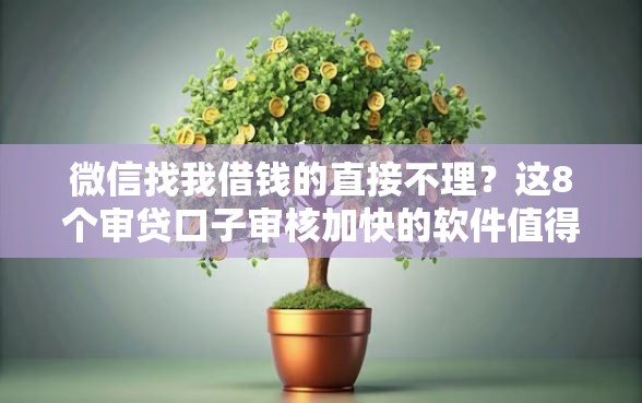 微信找我借钱的直接不理？这8个审贷口子审核加快的软件值得一试