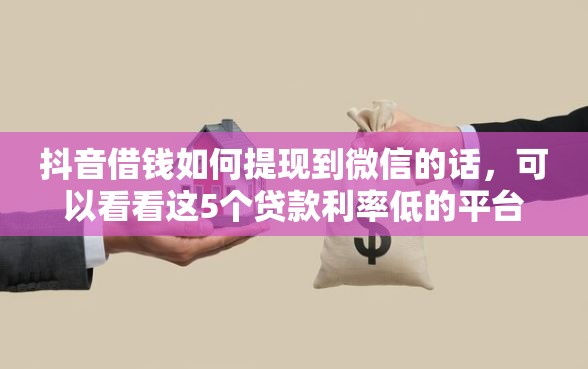 抖音借钱如何提现到微信的话，可以看看这5个贷款利率低的平台