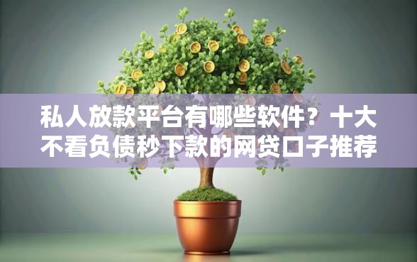 私人放款平台有哪些软件？十大不看负债秒下款的网贷口子推荐