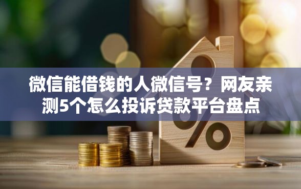 微信能借钱的人微信号？网友亲测5个怎么投诉贷款平台盘点