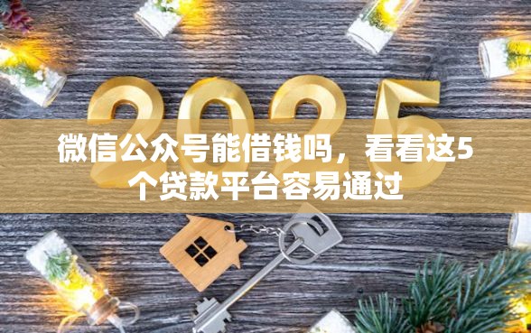 微信公众号能借钱吗，看看这5个贷款平台容易通过