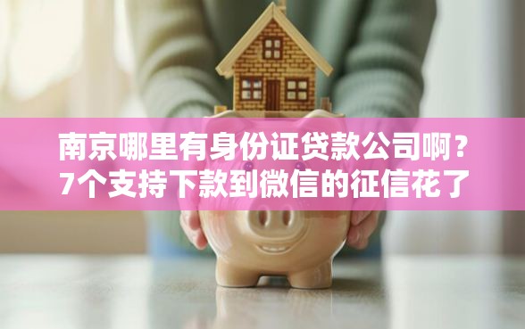南京哪里有身份证贷款公司啊?7个支持下款到微信的征信花了还能借钱的平台 南京哪里有身份证贷款公司啊?7个支持下款到微信的征信花了还能借钱的平台