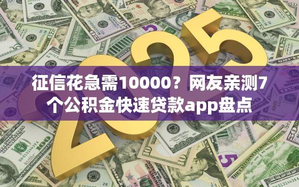 征信花急需10000？网友亲测7个公积金快速贷款app盘点