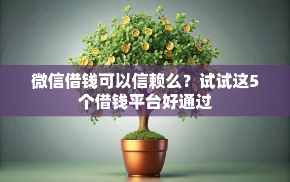 微信借钱可以信赖么？试试这5个借钱平台好通过