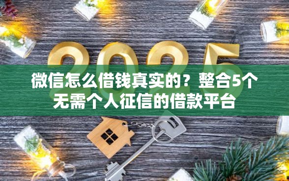 微信怎么借钱真实的？整合5个无需个人征信的借款平台